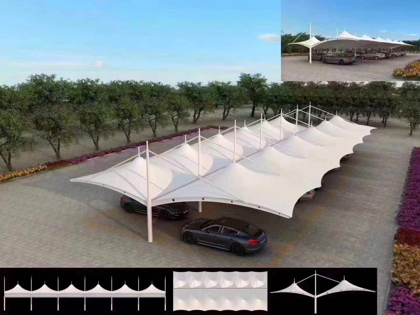 雙挑膜結構車棚 (2)